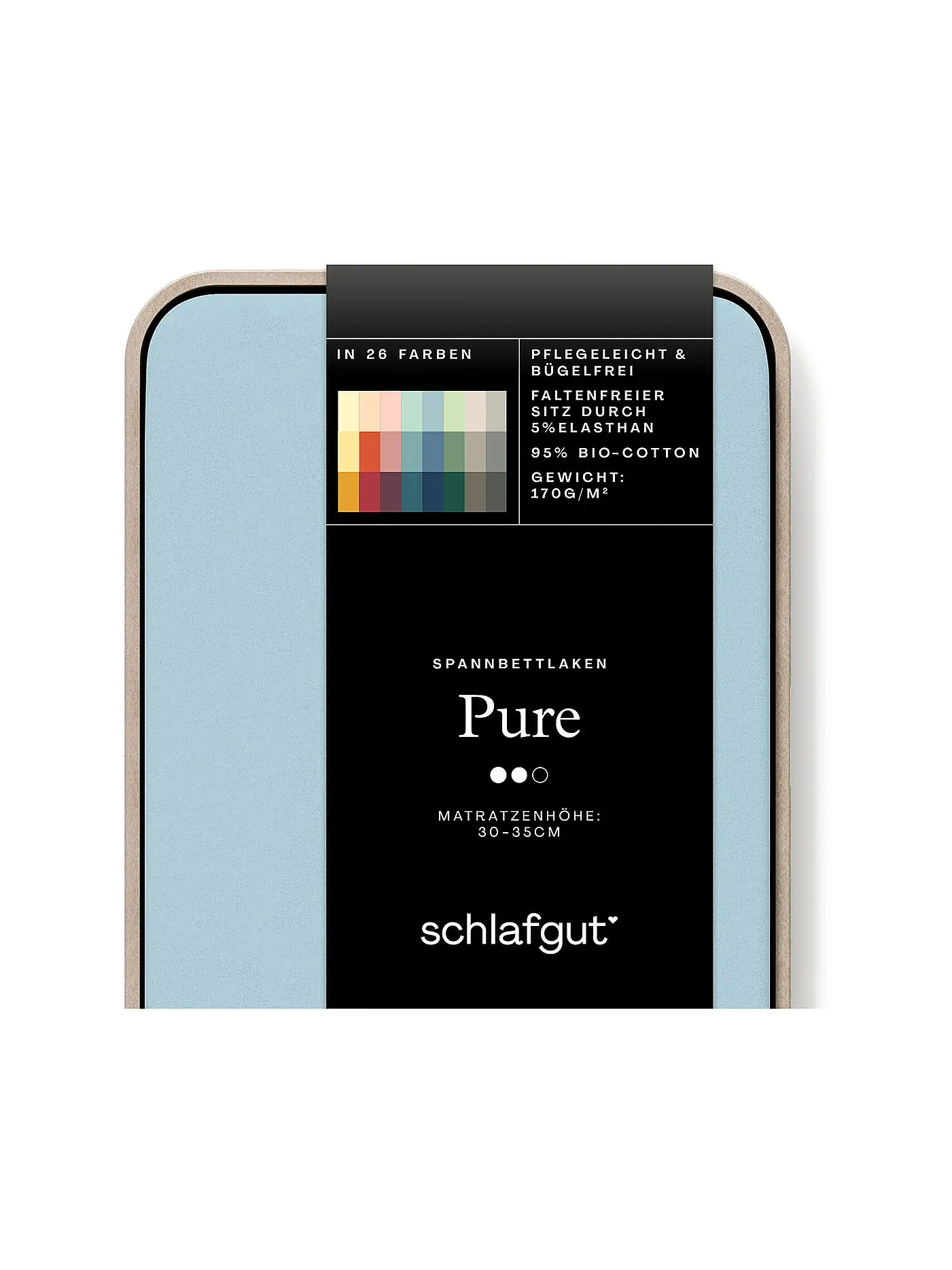 SCHLAFGUT | Jersey Spannleintuch PURE 90x200cm Grey Light S | hellblau